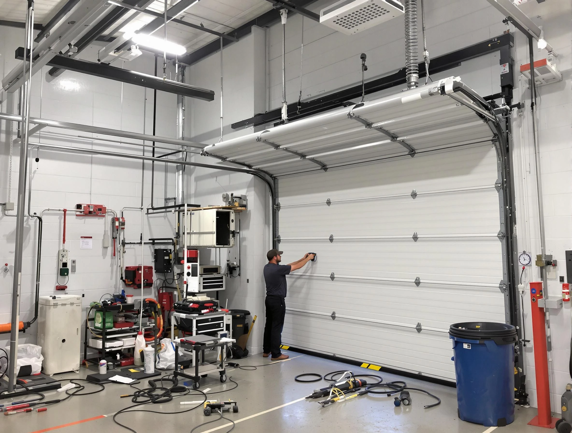 Anthem Garage Door Repair certified technician performing commercial door repair at a Anthem business facility