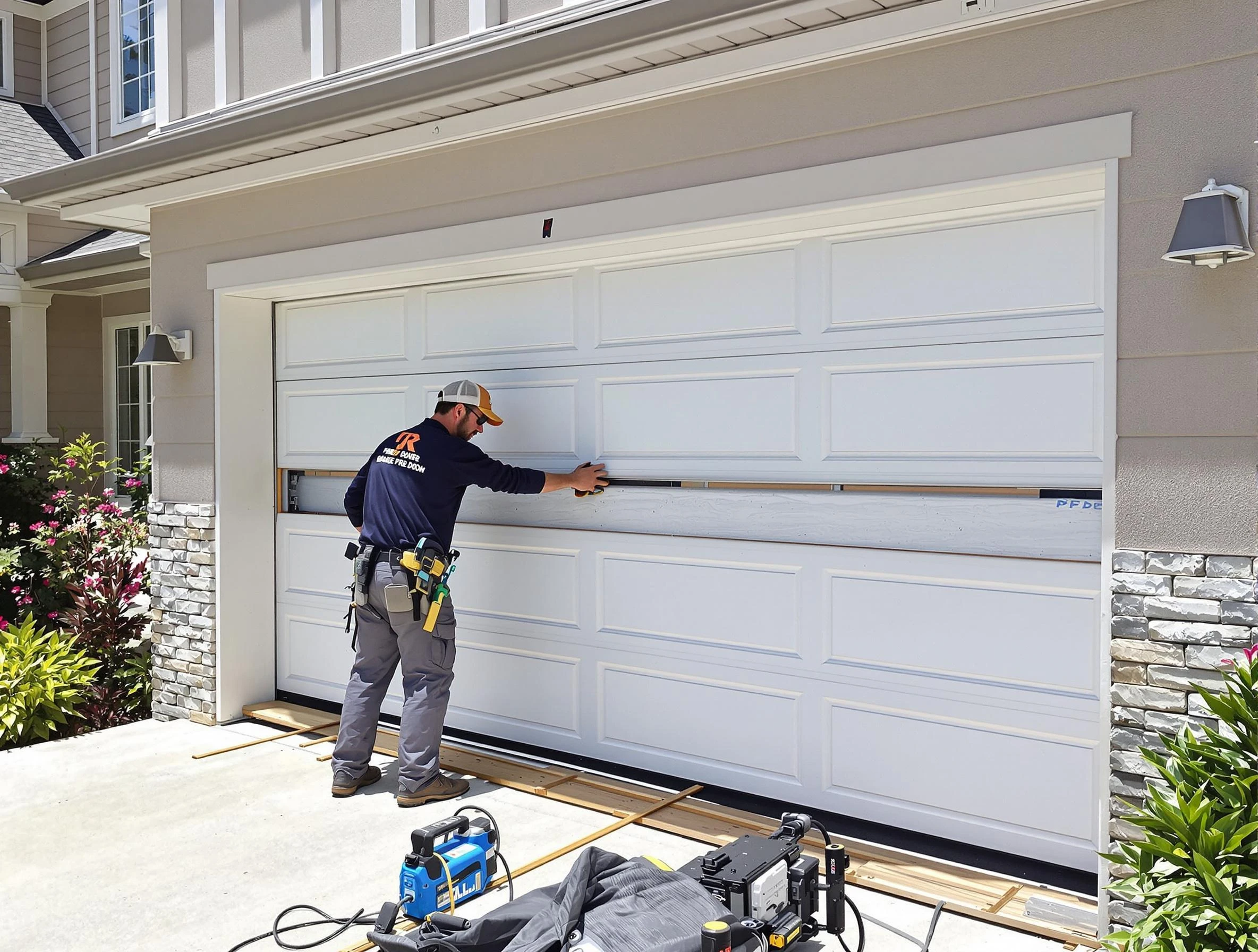 Anthem Garage Door Repair team performing complete garage door replacement at Anthem residence
