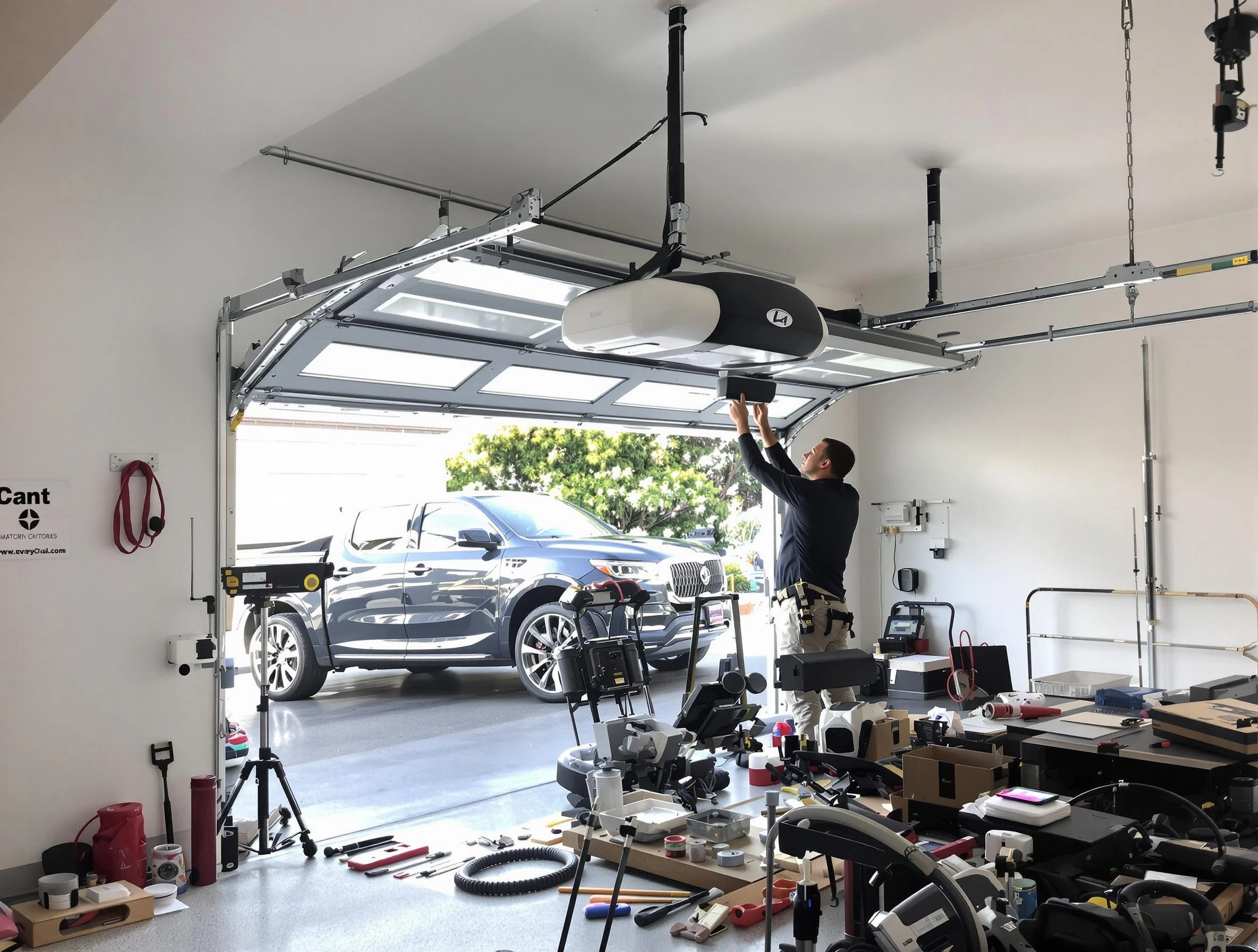 Anthem Garage Door Repair specialist installing smart garage door opener system in Anthem home