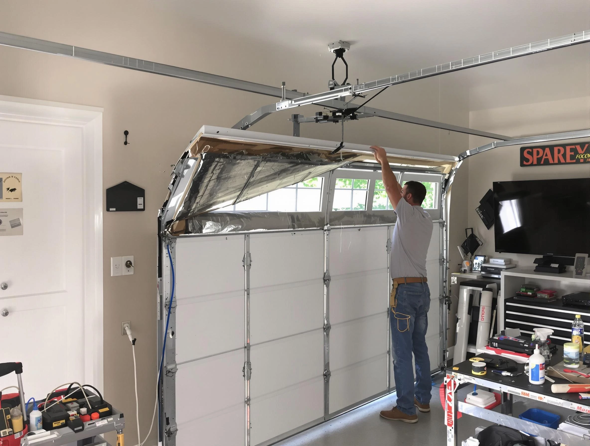 Garage door section replacement by Anthem Garage Door Repair in Anthem